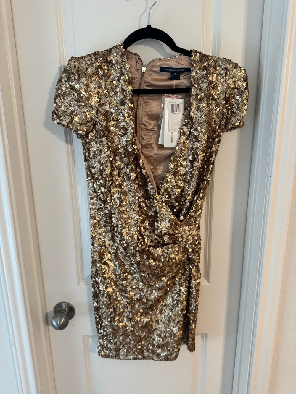 French Connection Gold Sequin Mini Dress